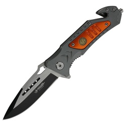 Haller Messer Taschenmesser Rescue Messer grau/orange Liner Lock Clip grau