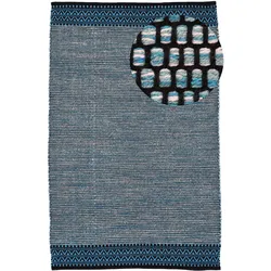 Teppich CARPETFINE "Kelim Mia", blau, B:120cm H:6mm L:170cm, Baumwolle, Teppiche, Baumwolle Wendeteppich, Wohnzimmer