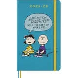 Moleskine 18 Monate Peanuts Charlie & Lucy Wochen Notizkalender 2025/2026, L/A5, 1 Wo = 1 Seite, fester Einband, Riffblau