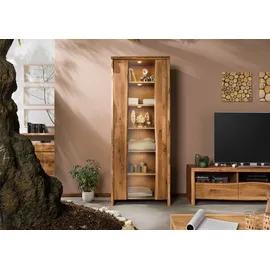 Massivmoebel24 Vitrine Wildeiche 81 x 45 x 204 cm Beige