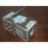 Holzprodukte Nähkästchen Nähkästchen Nähkästchen Nähkasten Nähkorb Nähkiste handbemalt Holz grau 35 cm x 29 cm x 18 cm