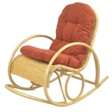 Schaukelstuhl Rattan mit Kissenauflage Beige/Terra Schaukelsessel Relaxsessel