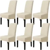 6er Set Stuhlhussen für Esszimmerstühle (Reisweiß), Stretch-Stuhlhussen, universelle große Stuhlhussen, waschbar, leicht zu reinigen, für Esszimmer,