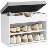 VASAGLE Schuhbank 30 x 60 x 44 cm mit 3 Ebenen wolkenweiß