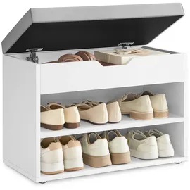VASAGLE Schuhbank 30 x 60 x 44 cm mit 3 Ebenen wolkenweiß