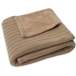 Jollein - Babydecke, 75 x 100 cm, Pure gestrickt / Samt, biscuit
