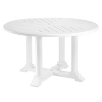Casa Padrino Esstisch Luxus Esstisch Weiß Ø 130 x H. 75 cm - Runder Küchentisch aus hochwertigen strapazierbarem Aluminium - Gartentisch