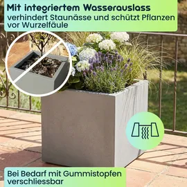 ethick Blumentopf Quadratisch 38 x 38 x 32 cm Beton-Grau