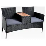 Gartenbank aus Polyrattan für 2 Personen mit Tisch