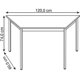 Sodematub Mehrzwecktisch kirschbaum, alu Trapezform, Vierkantrohr alu, 60,0/120,0 x 60,0 x 74,0 cm