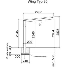 Ximax Carport Wing 2,76 x 5,31 m silber
