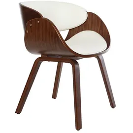 miliboo Design-Stuhl Weiß und dunkles Holz Nussbaum BENT
