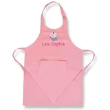 Kinder Schürze 60x44 cm Muffin bestickt mit Name Kinderschürze Kochschürze Basteln Kochen Werken Schule Garten Malschürze Cupcake rosa rot hellblau dunkelblau grün weiß schwarz , Farbe:rosa - 60x44