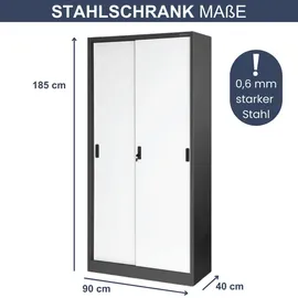Jan Nowak DELUKE Aktenschrank 185 x 90 x 40 cm Anthrazit/Weiß