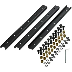 Relaxdays Gratleiste, 3er Set, Metallschiene 60 cm, Tischplatte stabilisieren, U-Profil mit Schrauben, Stahl, schwarz