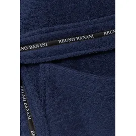 Bruno Banani Herrenbademantel BRUNO BANANI "Danny, Normallänge & Überlänge, auch in extra lang, Hotelbademantel" Gr. 4XL, blau (marine), L:125cm, Walkfrottee, Hausmäntel, mit Logostreifen, Herren Bademantel aus 100% Baumwolle, S-4XL