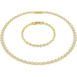 Ketten und Armband Set SWAROVSKI "Multipack Schmuck Geschenk Una Angelic, 5720506", gold (gelbgoldfarben, kristallweiß, kristallweiß), Schmuck-Sets, Damen, Metall, mit Swarovski Kristall