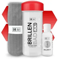 EyeAm Brillenbad Set inkl. 50ml Konzentrat & Mikrofasertuch, Reinigungskonzentrat (im Set mit 50ml Spezialreiniger & Mikrofasertuch 40x40 cm) rot