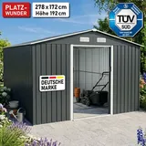 BRAST Gerätehaus Geräteschuppen Metall | 278x172x192 | Satteldach | Gartenhaus mit Doppelschiebetür | Anthrazit | wetterfest wasserdicht - Grau
