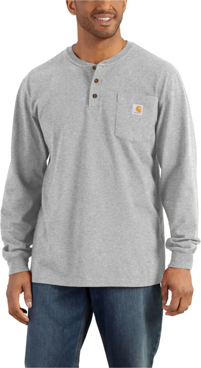 Carhartt Henley Pocket, manche longue - Gris Clair - XXL
