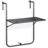 Relaxdays Balkonhängetisch klappbar, 3-fach höhenverstellbar, Tischplatte in Holz-Optik B x T: 59,5 x 36 cm, schwarz