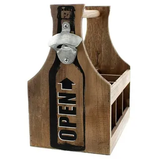 Frank Flechtwaren Flaschenträger Opener für 6 Flaschen Getränketräger