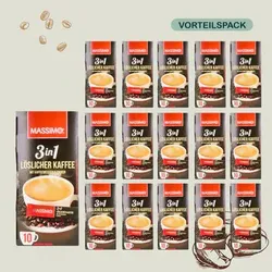 MASSIMO Alle Sorte - Vorteilspack - MASSIMO 3in1 Kaffee mit Kaffeeweißer & Zucker 16 x 180g