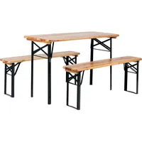 Stagecaptain BB-117 5X Set Hirschgarten Bierzeltgarnitur für Balkon - Kurze Version mit 117 cm Länge - Klappbare Festzeltgarnitur 5X Tisch & 10x Bank - Sitzgarnitur aus Holz - Innen- und Außenbereich