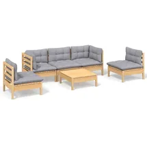 vidaXL Garten-Lounge-Set 6-tlg. grau Kiefer
