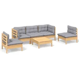 vidaXL Garten-Lounge-Set 6-tlg. grau Kiefer