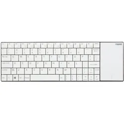 Rapoo E2710, Kabellose Multimedia Tastatur, Edelstahlgehäuse, QWERTZ deutsches-Layout - Integriertes Touchpad, weiß