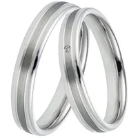 DOOSTI Trauring Schmuck Geschenk Silber 925 Trauring Ehering Partnerring LIEBE, Made in Germany, wahlweise mit oder ohne Brillant silberfarben 60