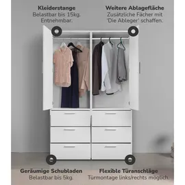 mokebo Drehtürenschrank Der Grenzenlose 120 x 187 x 58 cm Weiß