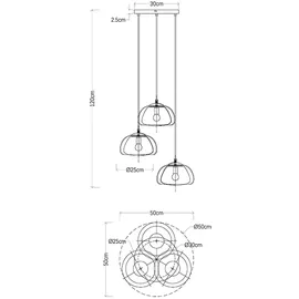 GLOBO Esszimmerlampe Pendelleuchte Deckenlampe Hängelampe Glas Rauchfarbe 3-Flammig