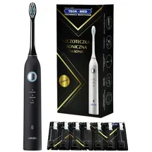 TECH-MED TM Sonic Schallzahnbürste schwarz + Aufsteckbürsten 8 St.