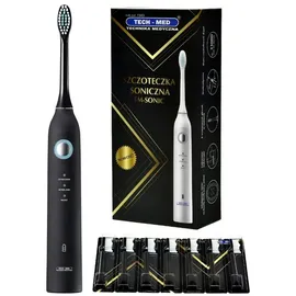 TECH-MED TM Sonic Schallzahnbürste schwarz + Aufsteckbürsten 8 St.