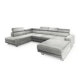 masseno Ecksofa SIENA Velours 5-Sitzer Grau