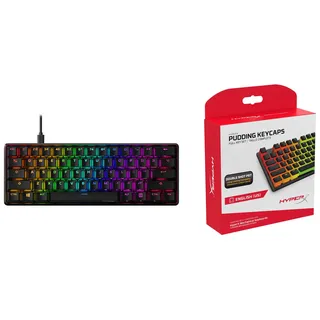 HyperX Alloy Origins 60 - Mechanische Gaming-Tastatur, Ultrakompakter 60% Formfaktor, Red Switch & Pudding Keycaps - Vollständiger Tastensatz - PBT - (Schwarz) - English (US) Layout - 104 Key