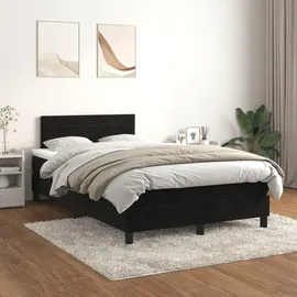 vidaXL Boxspringbett mit Matratze Schwarz 120x200 cm Samt - Schwarz