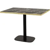Tisch 120 x 70 cm – Runder königlicher Marmor mit Messingkanten - Schwarz