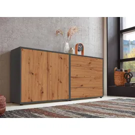 MID.YOU Sideboard Mailand Set 3 Anthrazit/Eiche Artisan