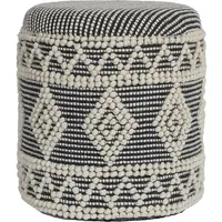 FineBuy Sitzhocker FineBuy Polsterhocker Wolle Rund Grau 40 cm Boho Hocker mit Stauraum