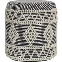 FineBuy Sitzhocker FineBuy Polsterhocker Wolle Rund Grau 40 cm Boho Hocker mit Stauraum