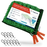 TRIBURG Anhängernetz 3x3,5 inkl. 10x Expander Haken - Anhänger Netz mit Eckmarkierungen und Randverstärkung inkl. 10x Gummispanner mit Haken [Spanngummi mit Haken]