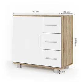 Vicco Waschbeckenunterschrank Ilias 60 x 60,8 x 33 cm Weiß
