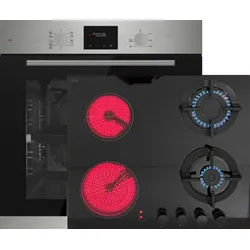 Böhme Einbauherdset Autark mit Elektrobackofen HB60AB80LB + Hybrid Kombi Gas Elektro Kochfeld 60 cm
