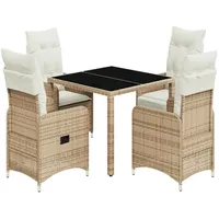 vidaXL 5-tlg Garten-Bistro-Set mit Kissen Beige Poly Rattan Modell 1