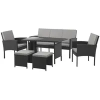 Svita Denver Polyrattan Gartenmöbel Set Essgruppe Lounge Esstisch Schwarz