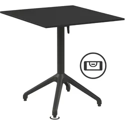 BIG Möbel GmbH Gastro Terrassentisch Luna Wackelfrei | 80x80 cm | HPL Compact | dunkler Schiefer | klappbar | selbstregulierend