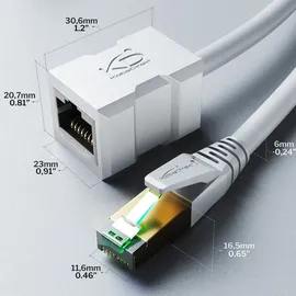 KabelDirekt – Cat-7-LAN-Verlängerung – 7,5m – 10 Gigabit, Nylon, Weiß